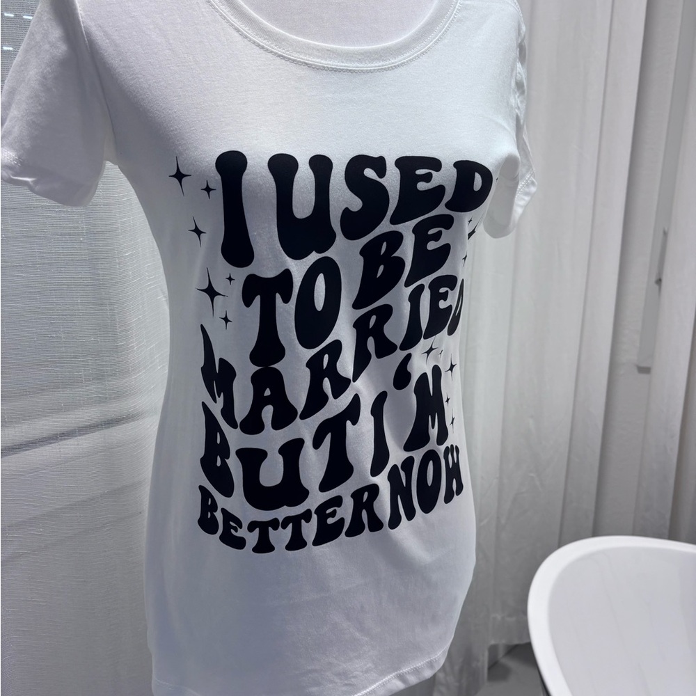 H&M White Tee with Bold Black Text